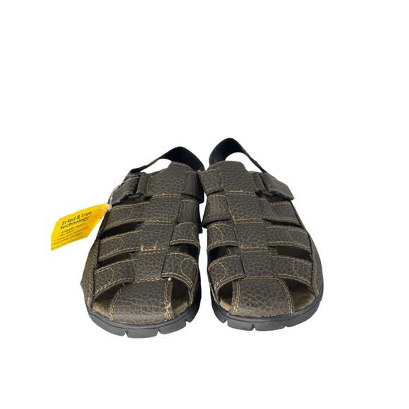 NWT Smart Fit Skid Resistant Brown Faux Leather Caged Sandals Youth Size 1.5 - Picture 3 of 8